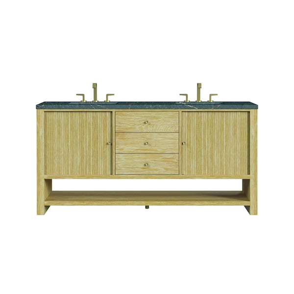 James Martin Vanities Single 72'' Double Vanity, Sunwashed Oak w/ 3 CM Parisien Bleu Quartz Top D404-V72-SWO-3PBL - main